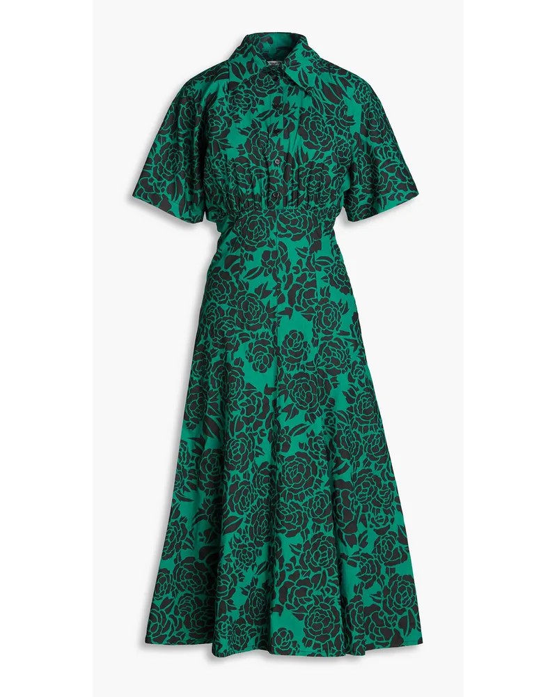 Philosophy Di Lorenzo Serafini Floral-print cotton-poplin midi shirt dress - Green Green