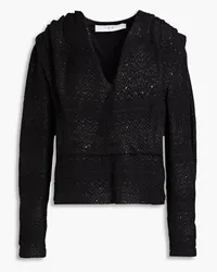 IRO Hateya sequin-embellished metallic cotton-blend tweed blouse - Black Black