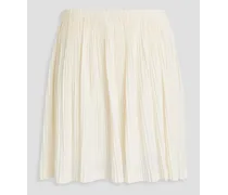 Pleated cotton-blend skirt - White
