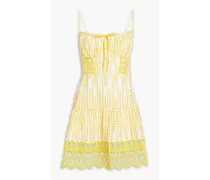 Cordoba broderie anglaise coton-blend mini dress - Yellow