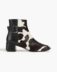 TOD'S Calf hair-paneled leather ankle boots - Black Black