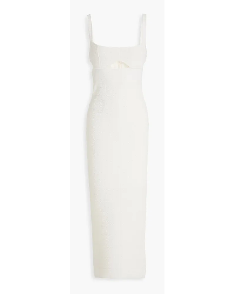 Hervé Léger Cutout metallic textured-bandage midi dress - White White