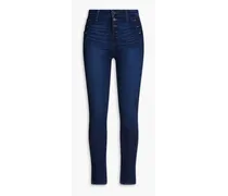 Emmie button-detailed high-rise skinny jeans - Blue
