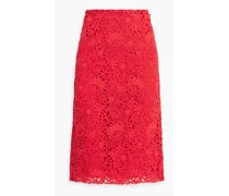Cotton-blend guipure lace skirt - Red