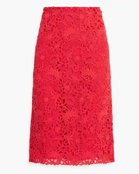 Valentino Garavani Cotton-blend guipure lace skirt - Red Red