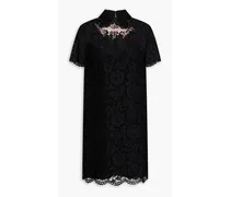 Embellished corded lace mini dress - Black