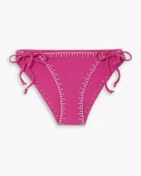 Marysia Sole embroidered seersucker bikini briefs - Pink Pink