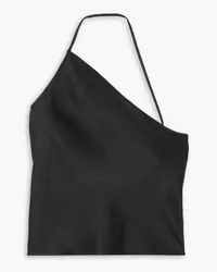 Anine Bing Mandy one-shoulder silk-charmeuse top - Black Black