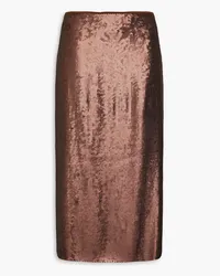 Brunello Cucinelli Sequined crepe midi skirt - Brown Brown