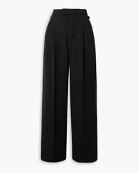 AMI Paris Pleated crepe wide-leg pants - Black Black