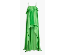 Asymmetric layered satin maxi dress - Green