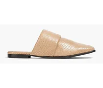 Mollys snake-effect leather mules - Neutral