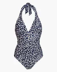 Heidi Klein Leopard-print halterneck swimsuit - Blue Blue