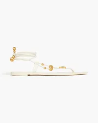 Tory Burch Bead-embellished leather sandals - White White