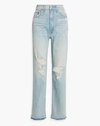 Mother Tunnel Vision distressed high-rise straight-leg jeans - Blue Blue