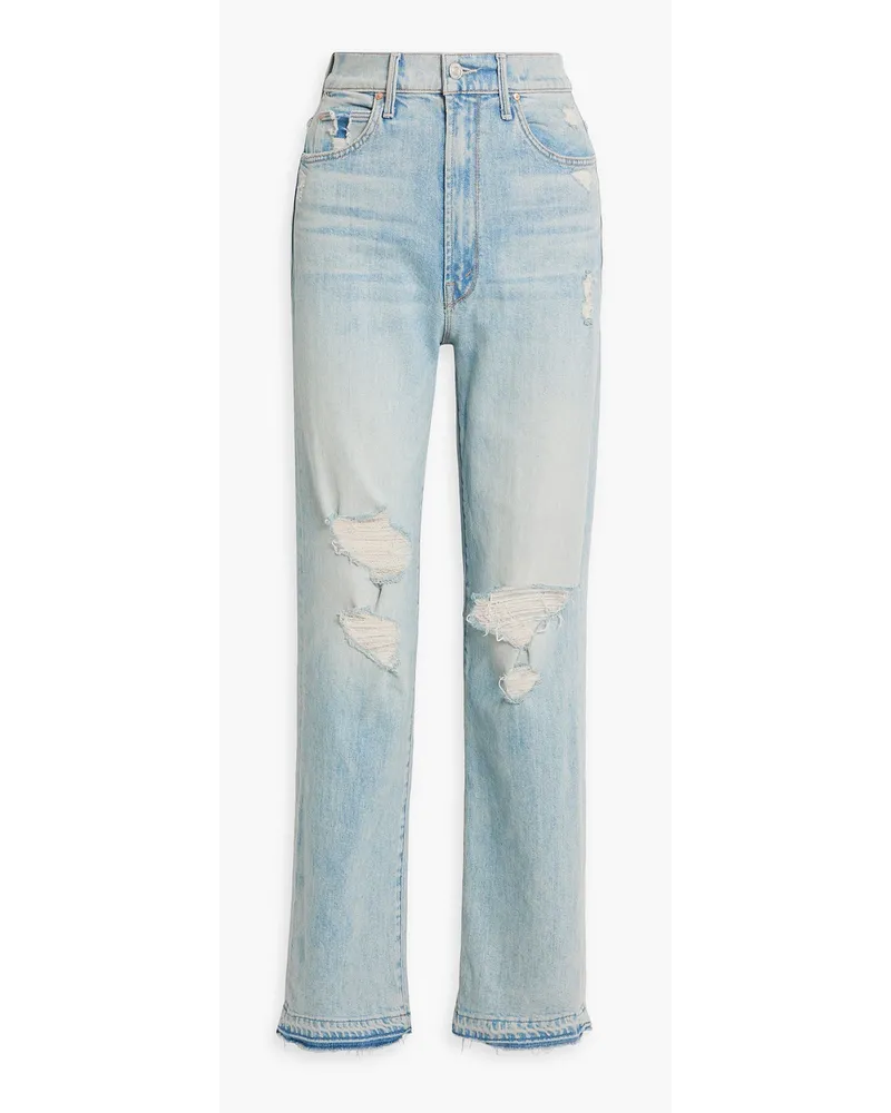 Mother Tunnel Vision distressed high-rise straight-leg jeans - Blue Blue