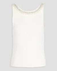 Alice + Olivia Alice Olivia - Kori embellished ribbed cotton tank - White White