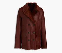 Double-breasted shearling jacket - Burgundy