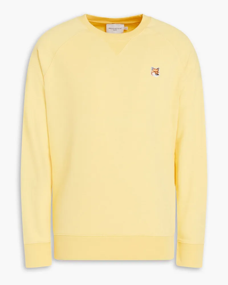 Kitsuné Appliquéd French cotton-terry sweatshirt - Yellow Yellow