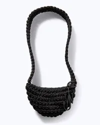 J.W.Anderson Popcorn leather-trimmed crocheted cotton shoulder bag - Black Black