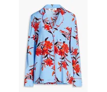 Halsey floral-print crepe de chine shirt - Blue