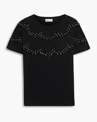 RED Valentino Printed silk-trimmed cotton-jersey T-shirt - Black Black