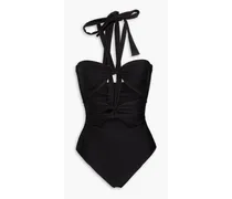 Cutout halterneck swimsuit - Black