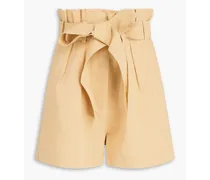 Abri pleated cotton, linen and silk-blend shorts - Neutral