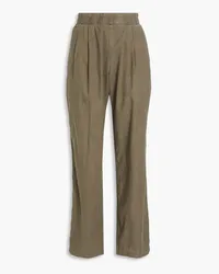 James Perse Pleated linen-blend straight-leg pants - Green Green