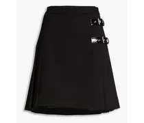 Pleated grain de poudre wool mini wrap skirt - Black