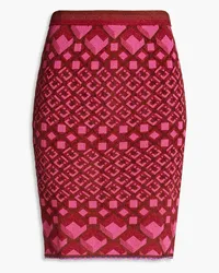 Diane von Furstenberg Metallic jacquard-knit mini pencil skirt - Pink Pink