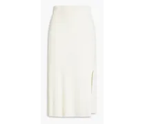 Soleil ribbed cotton-blend midi skirt - White