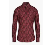 Printed cotton-jacquard shirt - Burgundy