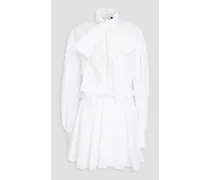 Pussy-bow cotton-crepon mini dress - White