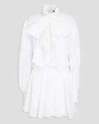 Balmain Pussy-bow cotton-crepon mini dress - White White