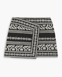 Johanna Ortiz Chaski embroidered cotton-blend mini wrap skirt - Black Black