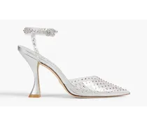 Glam Xcurve 100 embellished PVC and metallic leather pumps - White