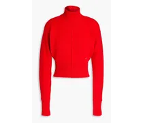 Cropped cashmere-blend turtleneck sweater - Red