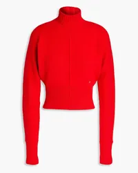 Victoria Beckham Cropped cashmere-blend turtleneck sweater - Red Red