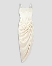 Jacquemus La Saudade Longue Brodée asymmetric draped woven maxi dress - White White