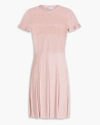 RED Valentino Pleated pointelle-knit wool mini dress - Pink Pink