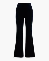 A.L.C. Sophie II satin-trimmed cotton-blend velvet flared pants - Blue Blue