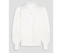 Alice Olivia - Venty broderie anglaise cotton shirt - White