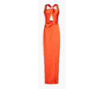 Embellished cutout satin gown - Orange