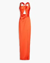 RASARIO Embellished cutout satin gown - Orange Orange