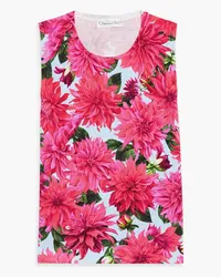 Oscar de la Renta Floral-print cotton-blend top - Pink Pink