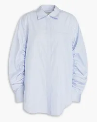 3.1 phillip lim Ruched striped cotton-poplin shirt - Blue Blue