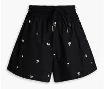 Crystal-embellished cotton shorts - Black