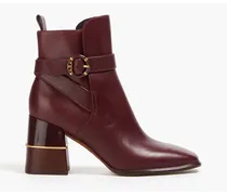 Buckled leather ankle boots - Burgundy