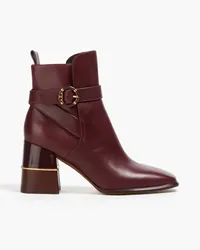 Tory Burch Buckled leather ankle boots - Burgundy Burgundy